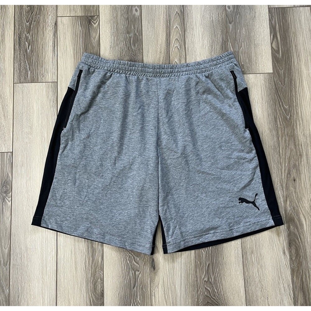 PUMA Dry Cell Athletic Shorts Mens Sz XL Gray Black Drawstring Gym Casual NWT